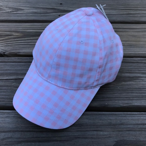 Time and Tru Accessories - Women Cap Gingham Print Hat Pink/White Baseball